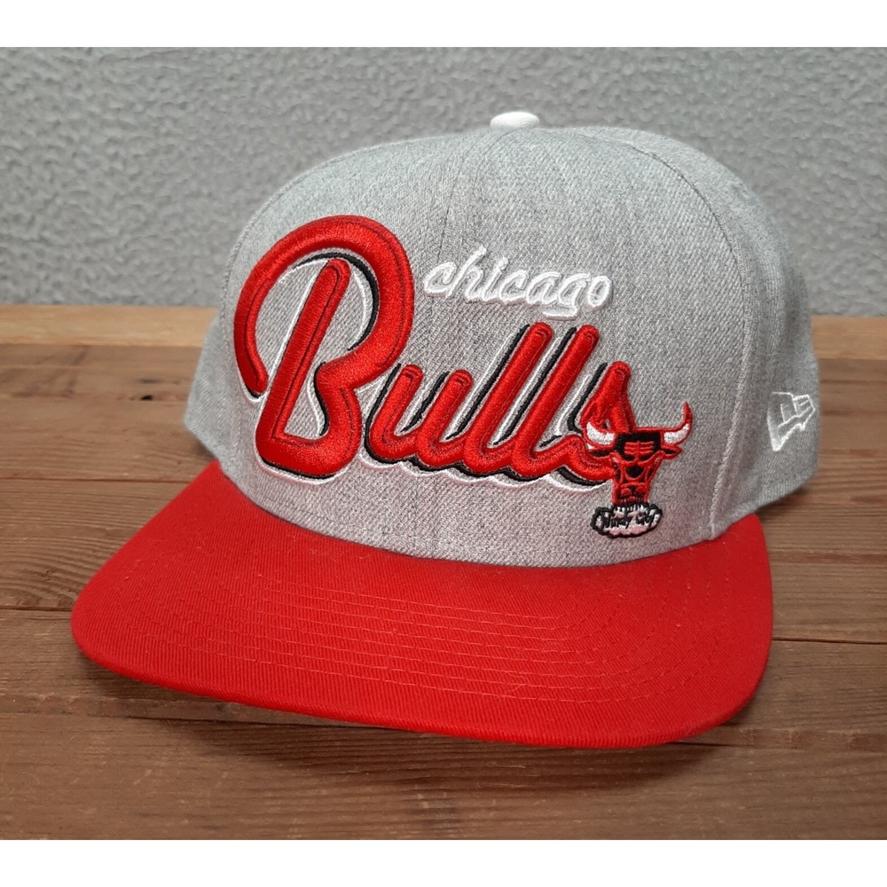 Chicago Bulls Hat Adult Gray Red Snapback New Era 9Fifty Hardwood Classics NBA